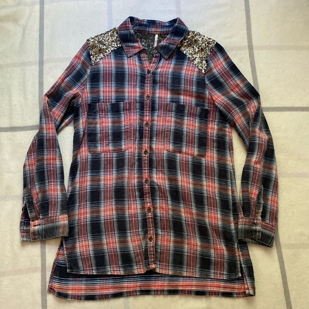 FP Little Bit of Sugar Sequence and Flannel Shirt Size Small - Picture 4 of 12